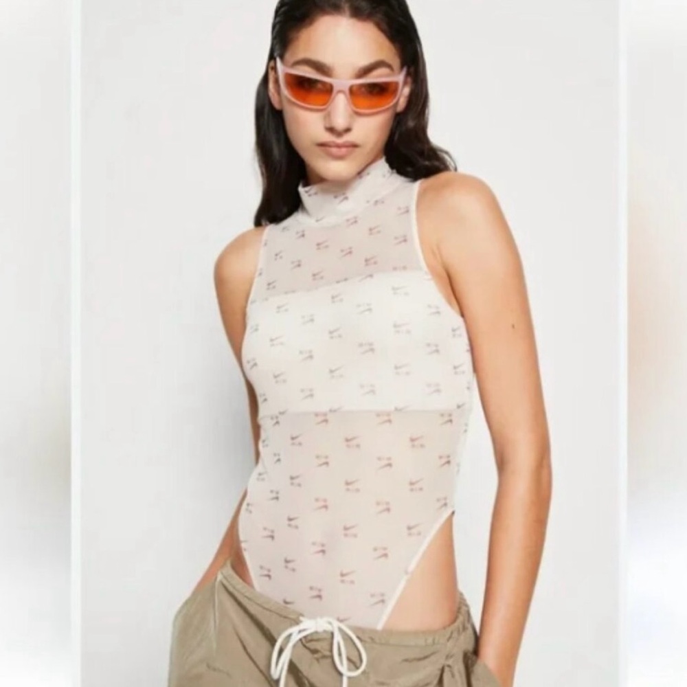 NIKE AIR PRINTED MOCK-NECK BODYSUIT